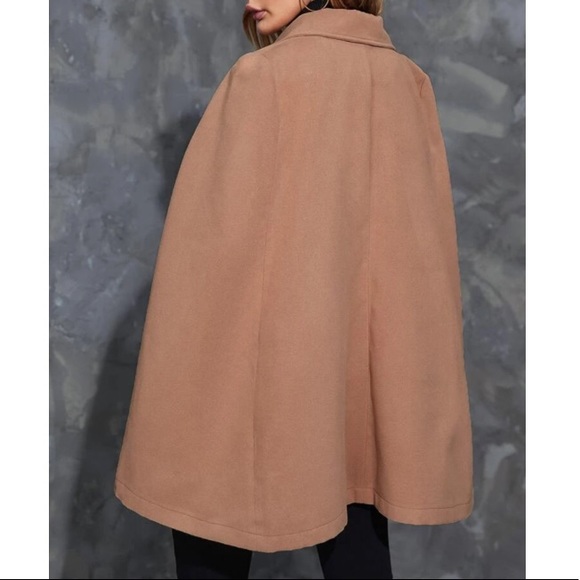 Camel double breasted cape coat - Picture 2 of 6